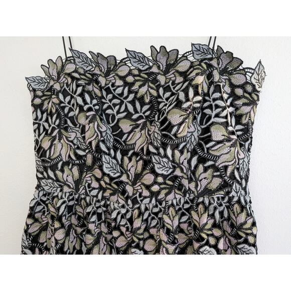 Monique Lhuillier Garden Lace Sheath Dress / Gown Black US Size 12 - Picture 6 of 10